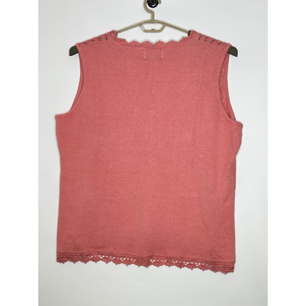 NWT Storybook Open Knit Vest 2X Beaded Sequins Grandma Core Button Front Crochet - Picture 6 of 14